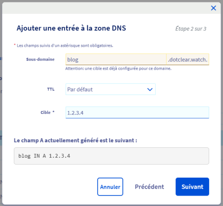 Zone DNS OVH manager